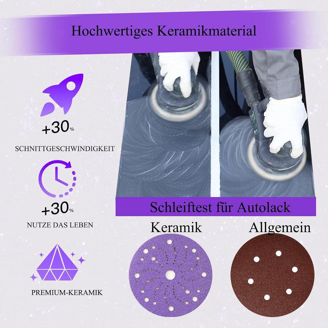 Schleifpapier 150mm Klett 50 STÜCKE 800 Körnung Klett Schleifscheiben für Karosserieanwendungen, Hol
