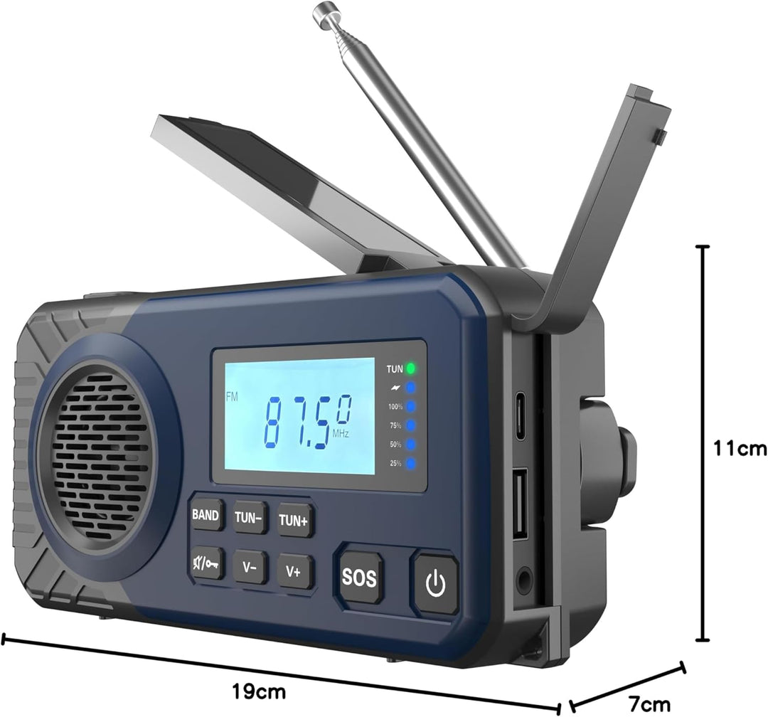 Acta Berg Kurbelradio | Notfallradio mit Kurbel & 5000 mAh Akku | Solar Radio mit Weltempfänger | Ha