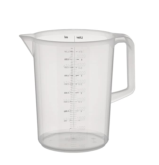 APS Messbecher 5 Liter, Ø 20,5 x H: 27,5 cm, 1- und ml-Liter- Einteilung, spülmaschinengeeignet & Fa