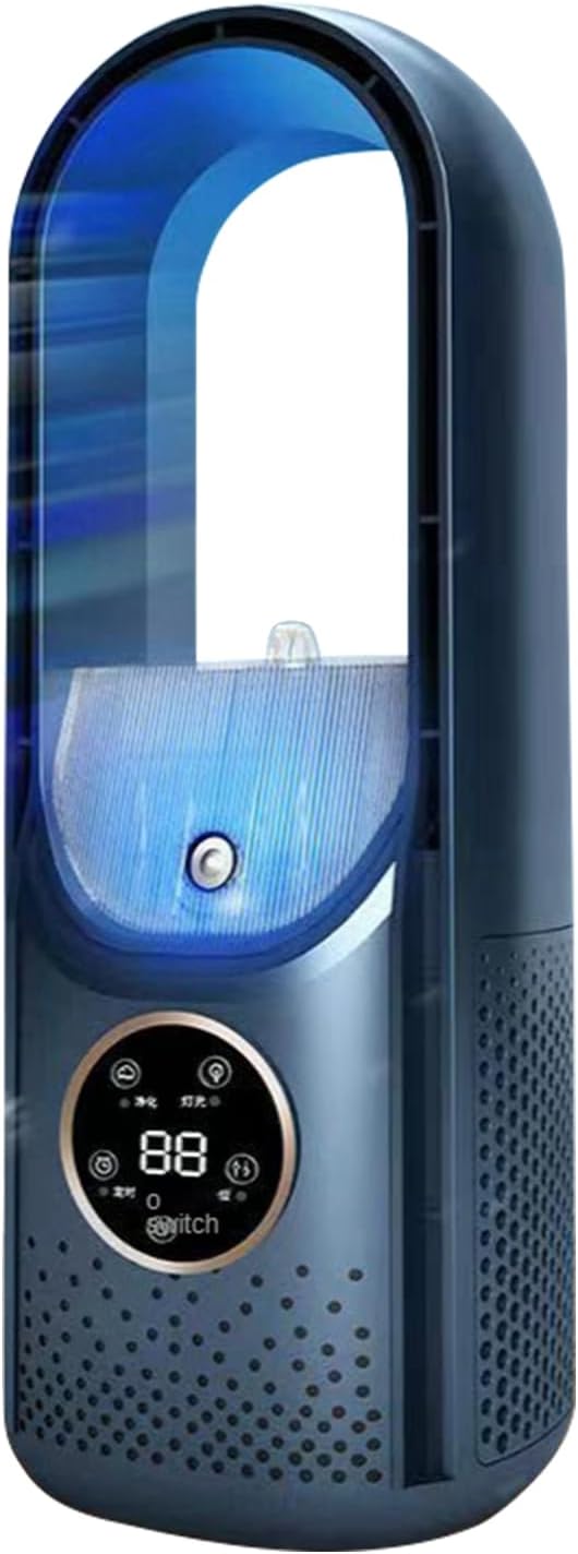 Ventilator Leise, Rotorloser Ventilator mit mit Luftreiniger, 6 Geschwindigkeiten, 9H Timer, USB-Auf