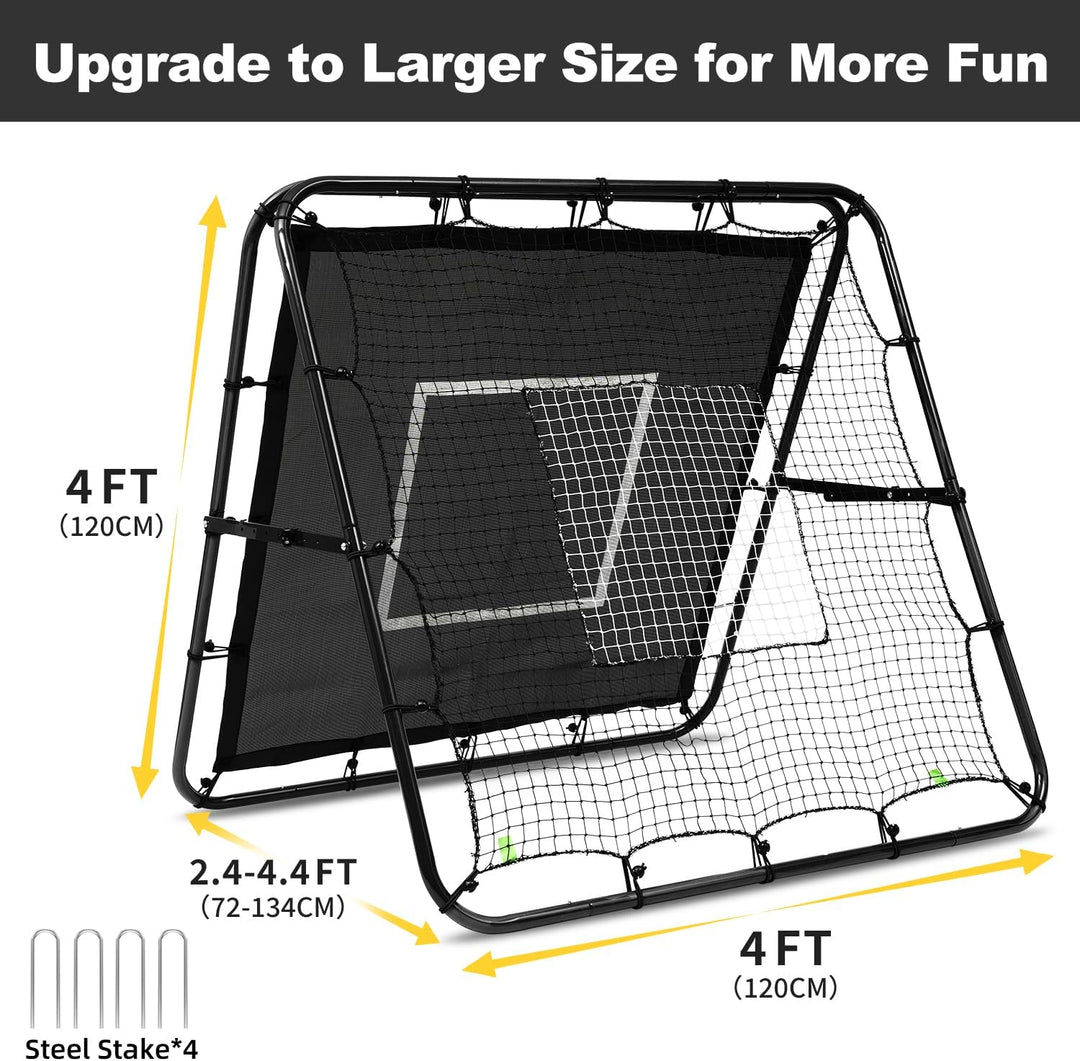 BAGAIL Doppelseitiges Rebounder-Netz, Fussballnetze, verstellbare Winkel, anpassbare Struktur, Rebou