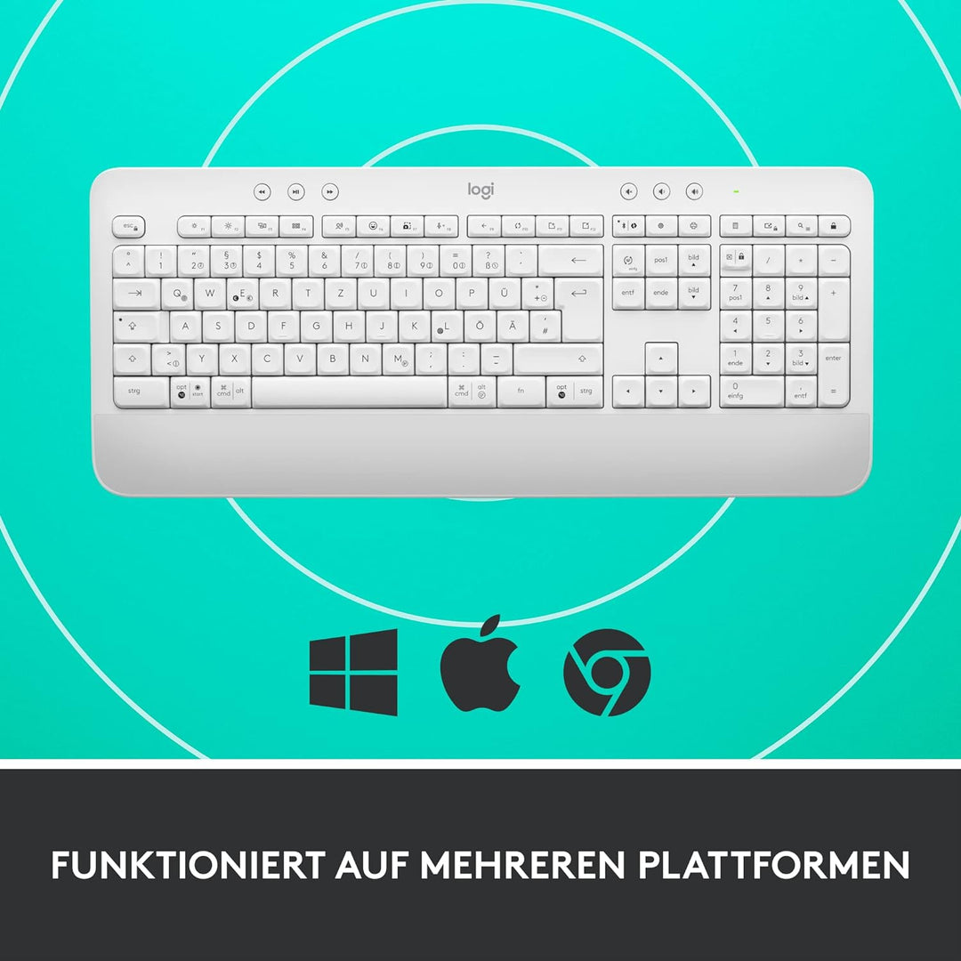 Logitech Signature K650 Comfort kabellose Tastatur mit Handballenauflage, BLE Bluetooth/Logi Bolt US