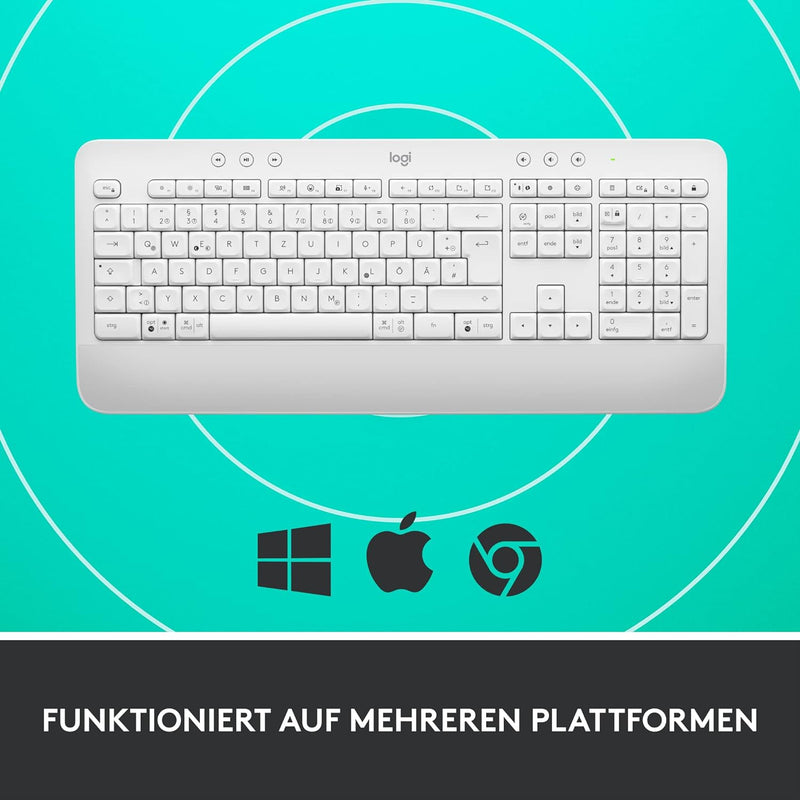 Logitech Signature K650 Comfort kabellose Tastatur mit Handballenauflage, BLE Bluetooth/Logi Bolt US