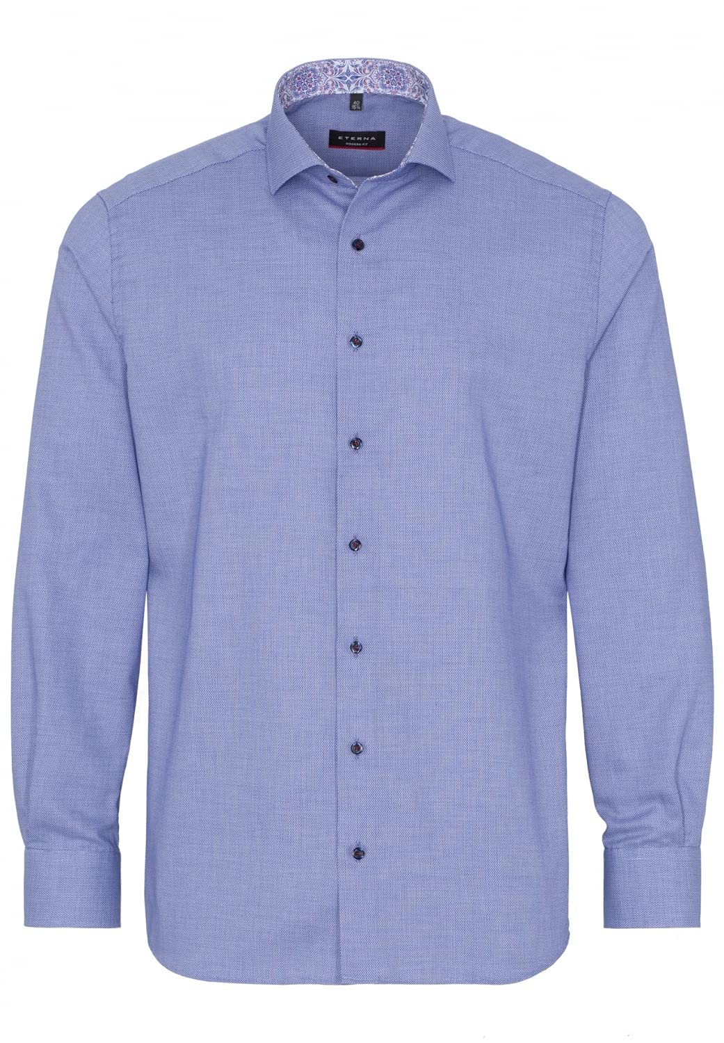 eterna Modern Fit Hemd Langarm Haifischkragen Struktur blau Grösse 45
