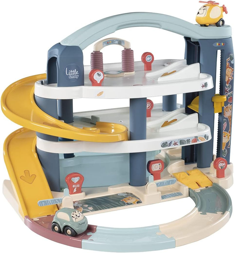 Smoby Toys - Little Smoby Parkhaus für Kinder ab 18 Monaten - grosse Parkgarage inkl. 1 Auto, 1 Hubs