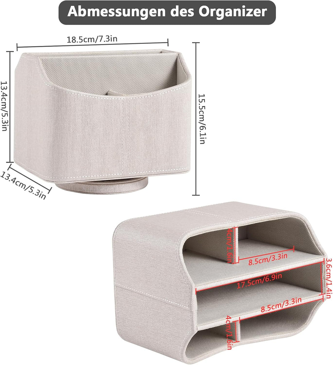 360-drehender Fernbedienungshalter, 5-Teile Nachttisch PU-Leder Multifunktionale Organizer Büro Schr