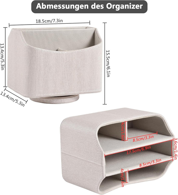 360-drehender Fernbedienungshalter, 5-Teile Nachttisch PU-Leder Multifunktionale Organizer Büro Schr