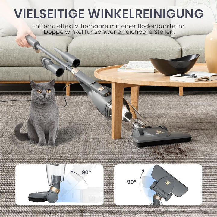 Stielstaubsauger mit Kabel 600W 13kPa Starker Staubsauger mit HEPA Filter und 2 in 1 Handstaubsauger