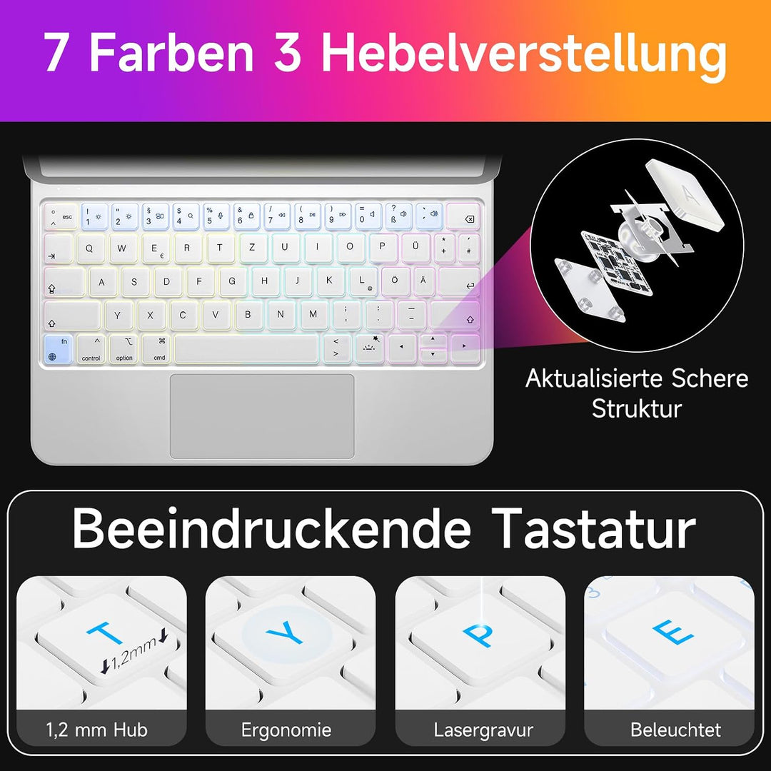 HOU iPad air 6 Tastatur für iPad Air 5 Hülle mit Tastatur（Air 11 Zoll &amp; Air 4）, für iPad Pro 11 Hüll