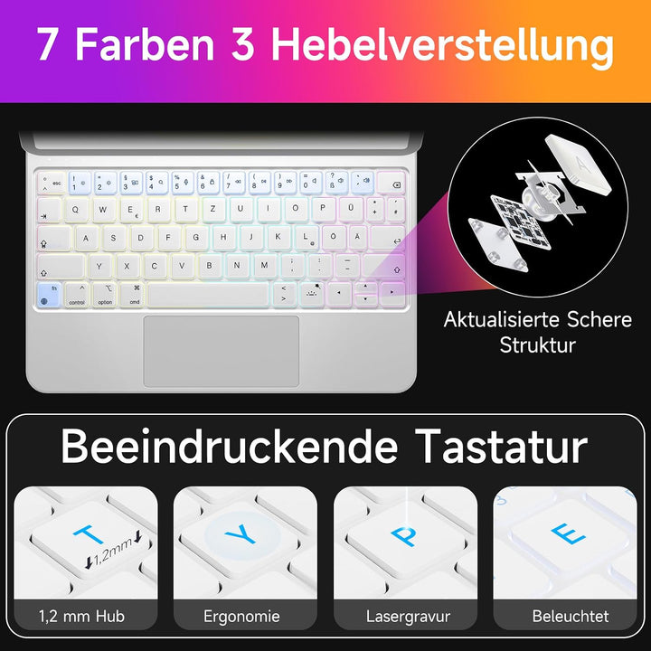 HOU iPad air 6 Tastatur für iPad Air 5 Hülle mit Tastatur（Air 11 Zoll &amp; Air 4）, für iPad Pro 11 Hüll