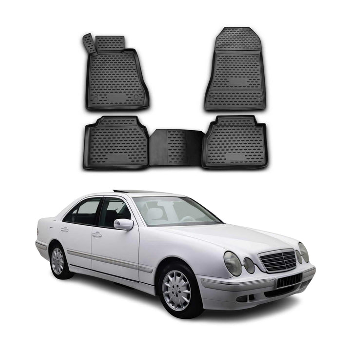 OMAC Gummimatten Fussmatten kompatibel mit Mercedes W210 1995-2002 TPE Automatten Schwarz 4X E Klass