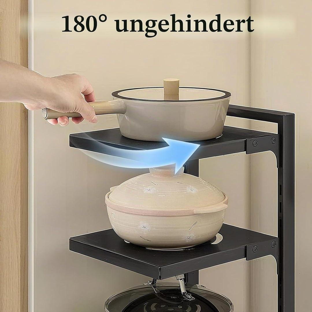 Topf Organizer 3 Ebenen aus Metall – Verstellbarer Pfannenhalter &amp; Deckelständer – Küchenregal für T