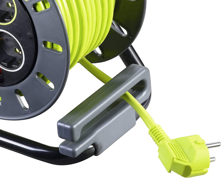 Masterplug Pro-XT Kabeltrommel 20 Meter, 4 EU Schuko-Steckdosen, Verlängerungskabel 16 A, Thermoschu