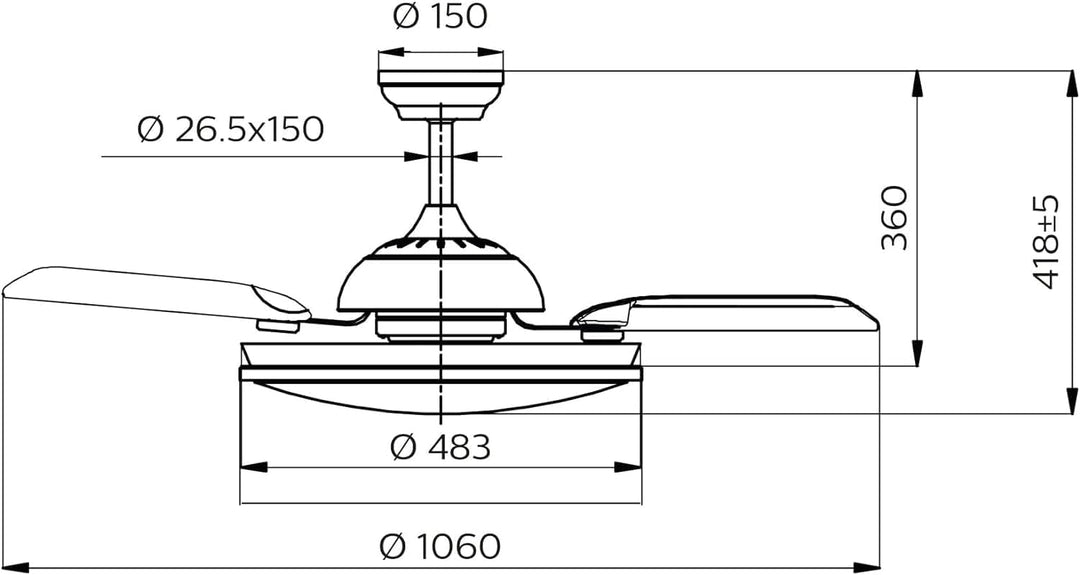 Philips LED Bliss DC-Deckenleuchte Ventilator, 28W, Schwarz