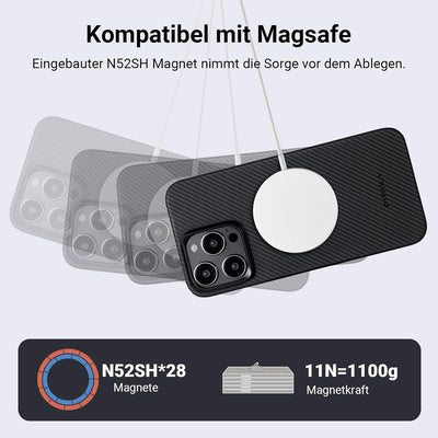 pitaka Ultradünne Hülle für iPhone 15 Pro Max Kompatibel mit Magsafe aus Aramidfaser Magnetische Sch