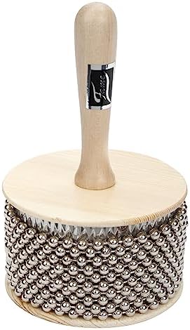 Fame Standard Cabasa 4", 11cm, Hochwertiger Holz-Shaker, Naturfarbe, Rostfreier Stahlzylinder, Stahl