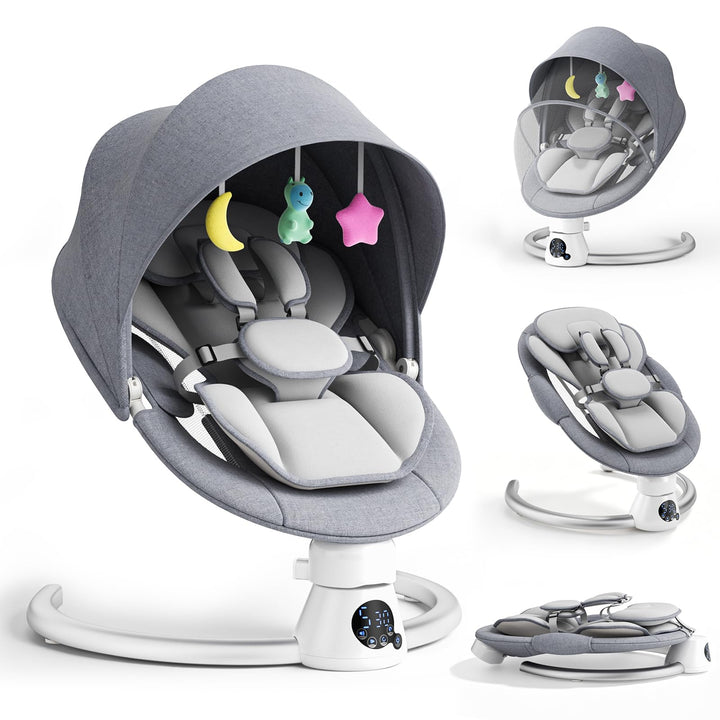 Elektrisch Babyschaukel, Elektrisch Babywippe Verstellbare Rückenlehne mit Abnehmbares Kissen, Steue
