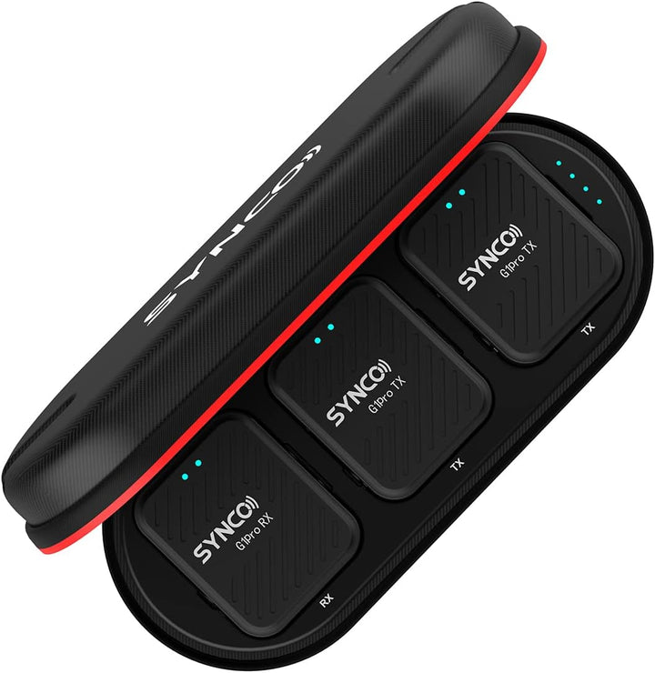SYNCO G1 (A2) Pro 2,4 GHz kabelloses Lavalier Mikrofon mit Ladestation 1 Empfänger 2 Sendermikrofon