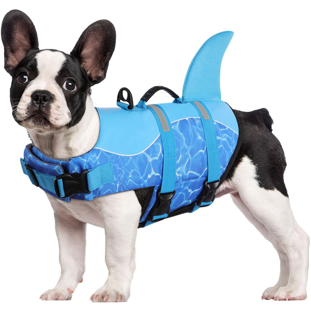 CITÉTOILE Schwimmweste Hunde Hai, Leicht und Sicher für Wassersport, hundeschwimmweste mit Griff und