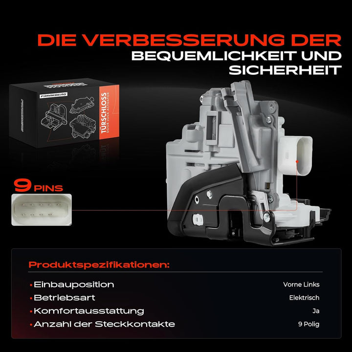 Frankberg 1x Türschloss Stellmotor Vorne Links Kompatibel mit A3 2006-2013 A4 2002-2009 A6 2004-2009