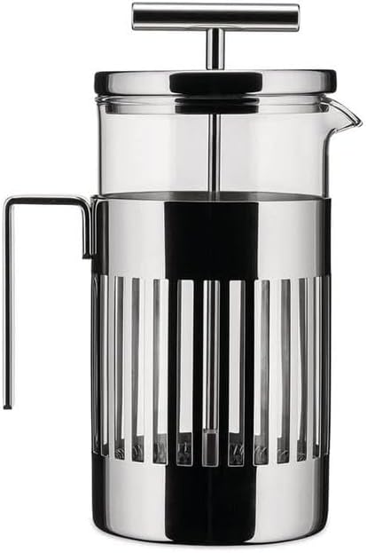Alessi 9094/8 Pressfilter aus Edelstahl 18/10 glänzend poliert und hitzebeständigem Glas , 4 x 14.5