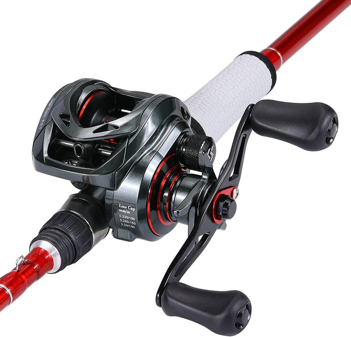 Sougayilang MAX Baitcasting Rolle 8.0:1 High Speed Gear Ratio Angelrolle 18LB Kohlefaser Drag Baitca
