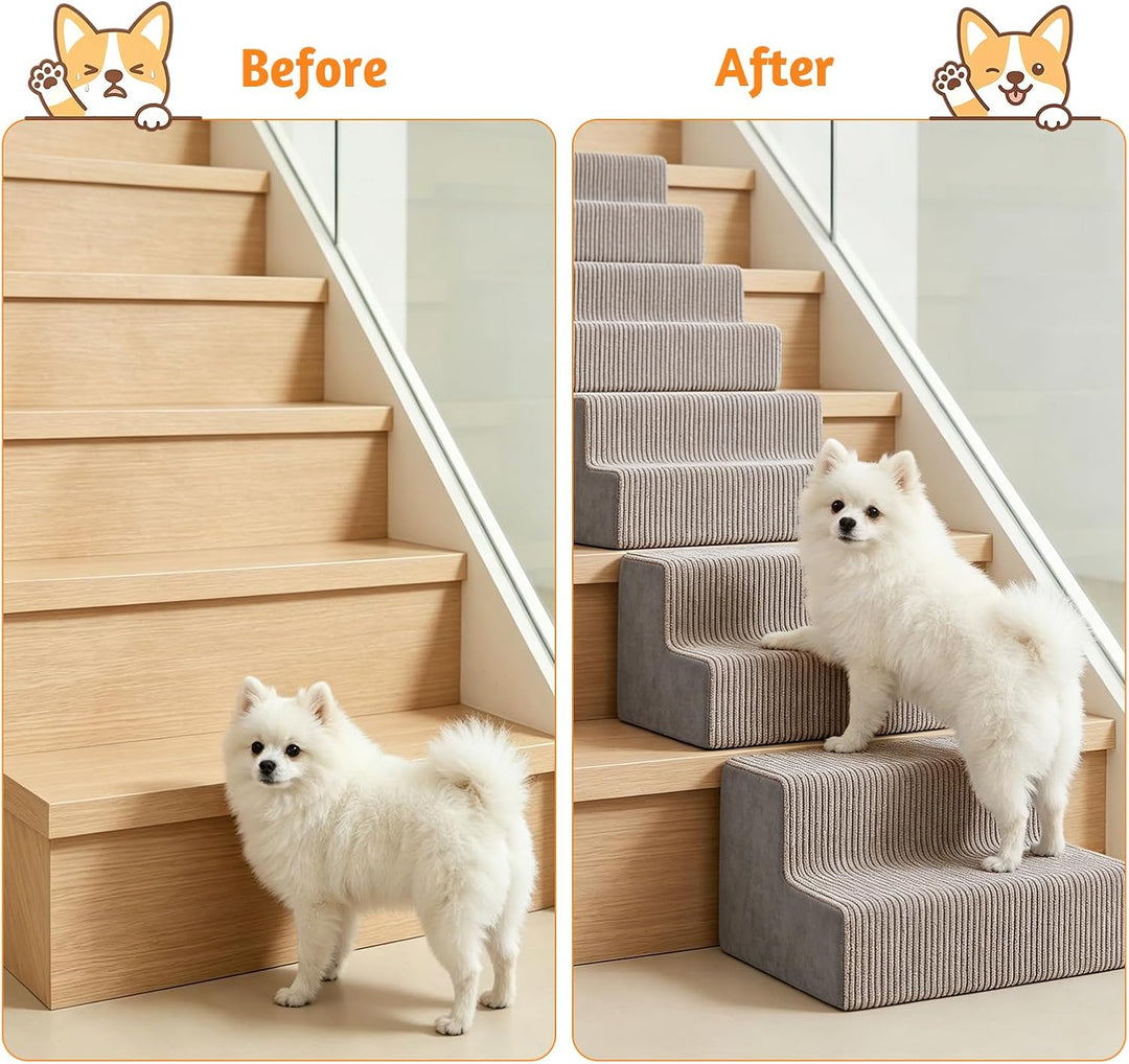 4 Stück Hunderampen für Treppen, rutschfeste Treppenhilfe für Hunde | Gefüllt mit Elastischem Schwam