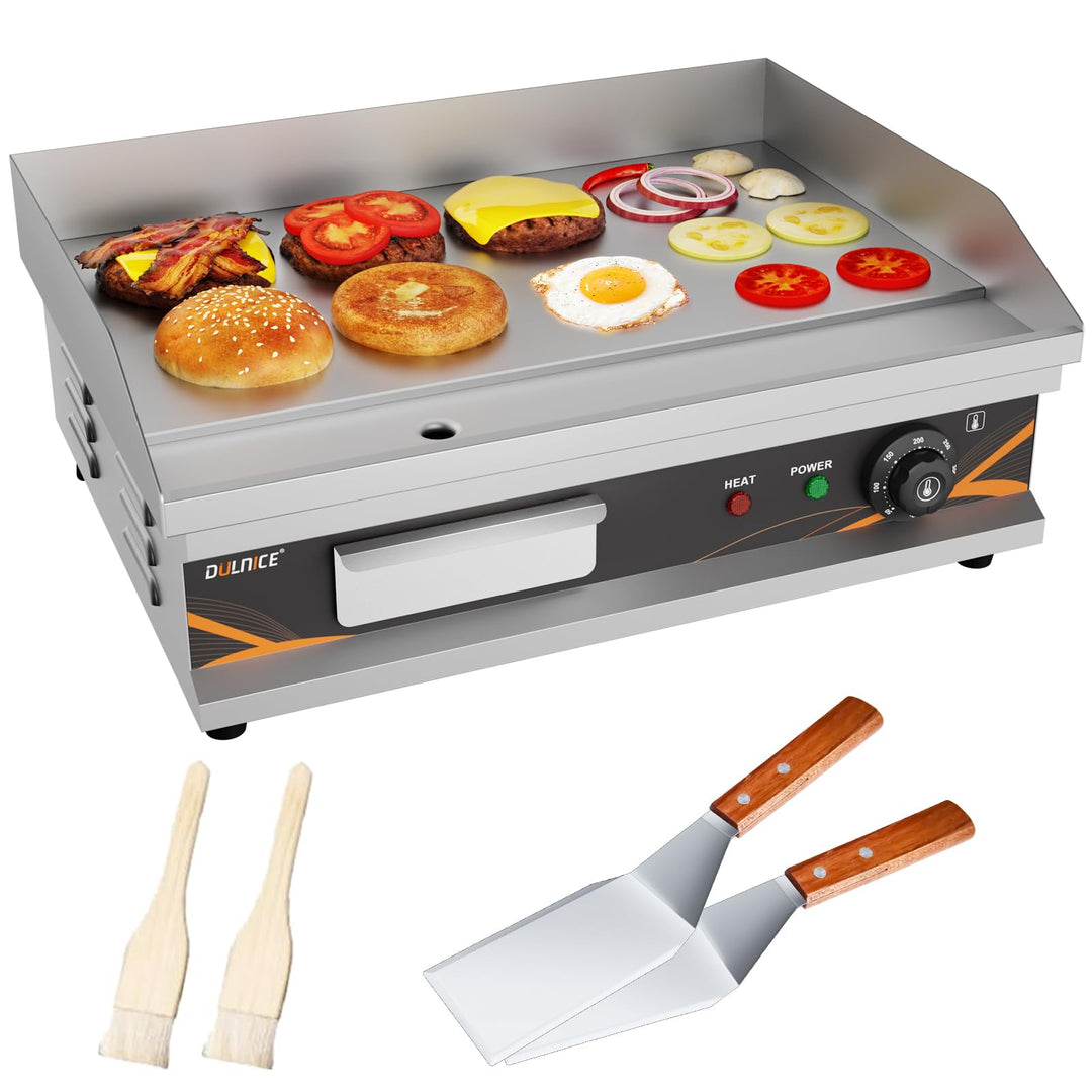 DULNICE Grillplatte Elektrisch Tischgrill Edelstahl, Elektrische Grillplatte 3000W, 50-300°C Kommerz