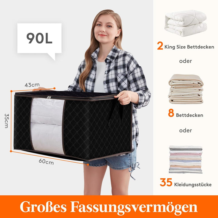 Lifewit 6 Stück 90L Aufbewahrungstasche, Aufbewahrungsbox mit Deckel, Gross Kleideraufbewahrung Umzu