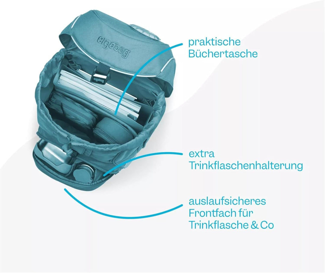 ergobag Unisex Kinder Prime School Backpack Set Rucksack Einheitsgrösse Drachenfliegbär - Schwarz, E