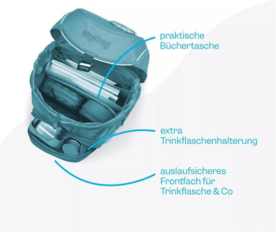 ergobag pack Set ergonomischer Schulrucksack, Set 6-teilig Perlentauchbär -