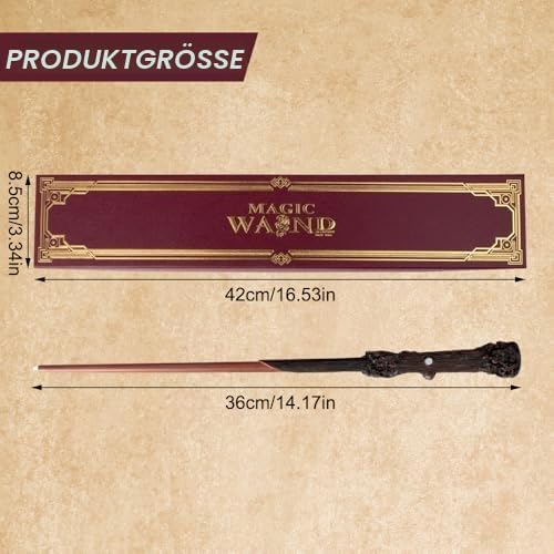 Harry Zauberstab Glühen, 39CM Zauberstab HPotter mit Licht, USB Aufladung Magic Zauberstäbe, Harry S