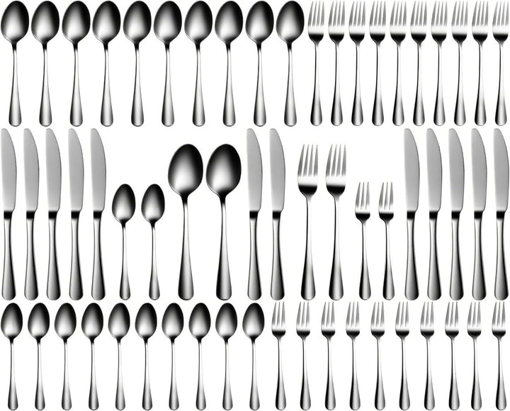 Besteck Set 12 Personen, 60 teilig Edelstahl Bestecksets, mit Steakmesser, Elegantes Essbesteck, Hoc