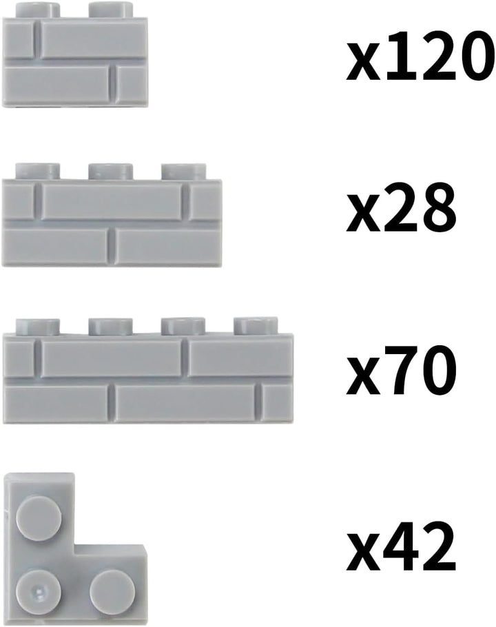 Feleph 260 Stück Mauerstein Set Masonry Profile Bricks Mehrfarbige Bausteine für Wand MOC Mauerwerk