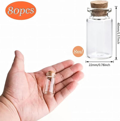 MAOOY Reagenzgläser 80 Stück Mini Reagenzglas Mit Korken 8ml 22 X 40mm Kleine Glasflaschen Zum Befül