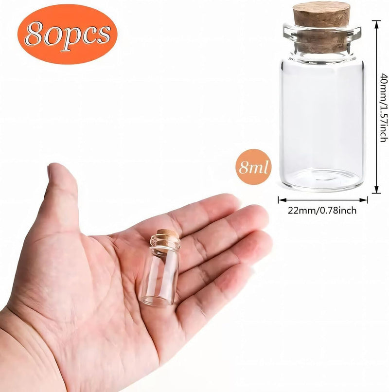 MAOOY Reagenzgläser 80 Stück Mini Reagenzglas Mit Korken 8ml 22 X 40mm Kleine Glasflaschen Zum Befül