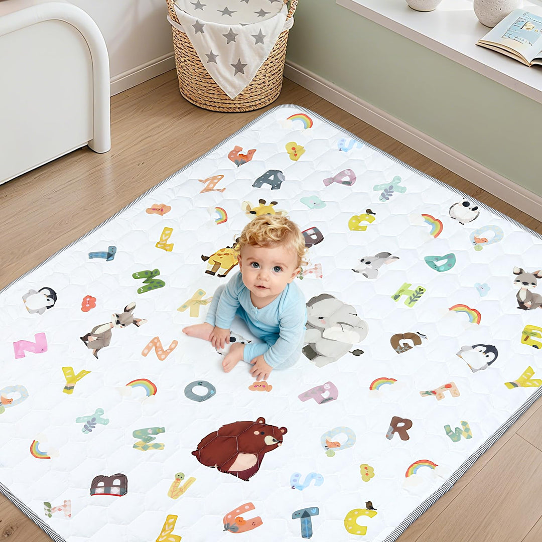 FUNYKICH Krabbelmatte Baby Faltbare 150x180cm, Anti-Rutsch Verdickte Spielmatte Baby Faltbar, Sicher