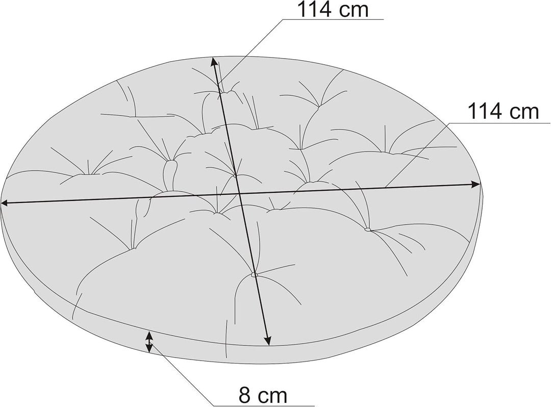 PillowPrim Polster für Papasansessel, Auflage, Ersatzpolster Papasan D 114 cm Bodenkissen gepolstert