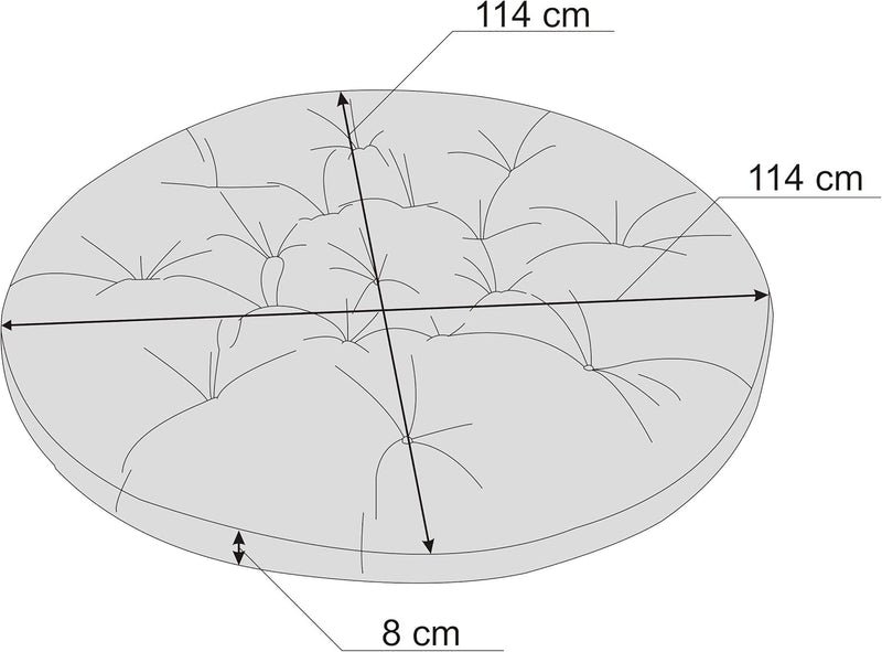 PillowPrim Polster für Papasansessel, Auflage, Ersatzpolster Papasan D 114 cm, Bodenkissen gepolster