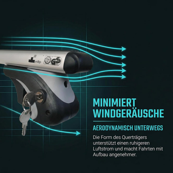 VDP Alu Relingträger XL135 kompatibel mit VW Sharan 96-09 Dachträger bis abschliessbar