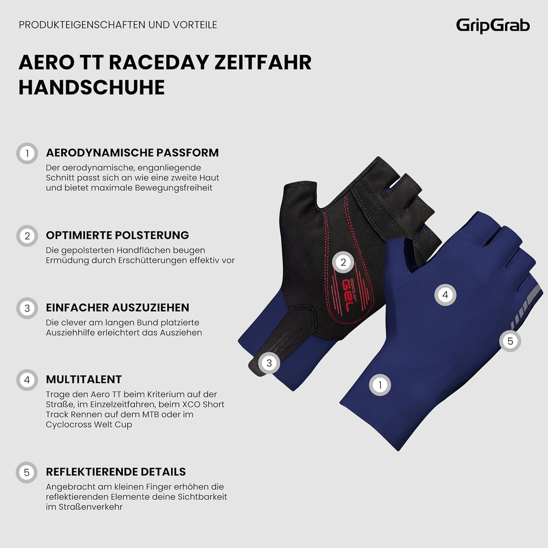 GripGrab Aero TT Aerodynamische Profi Radsport Race Handschuhe Kurzfinger Sommer Rennrad Zeitfahren