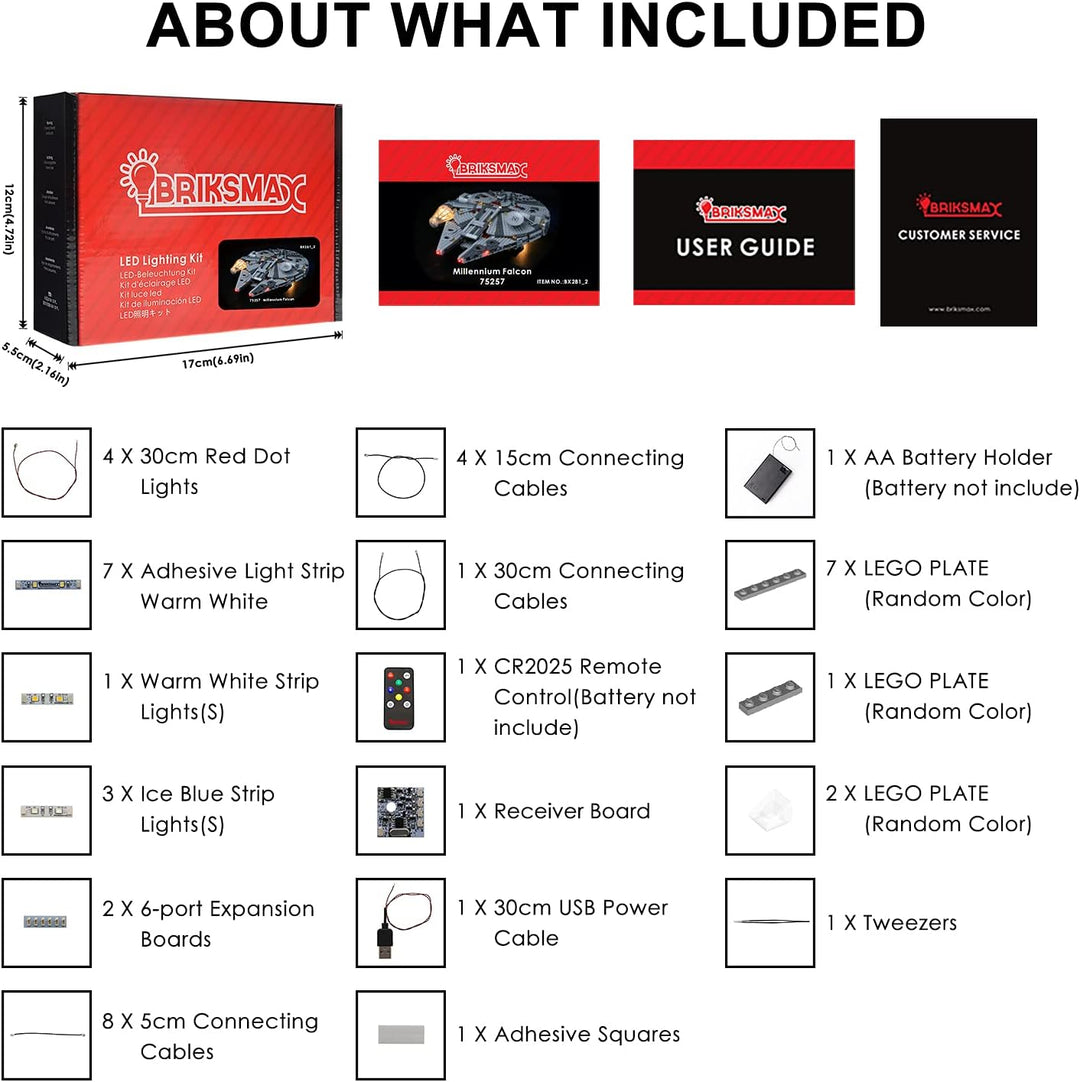 BRIKSMAX LED Beleuchtungsset mit Multifunktions-Soundfernbedienung für Lego Star Wars Millennium Fal