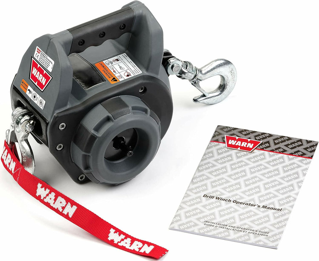 WARN 101570 Tragbare Handwinde mit 9 m Stahldrahtseil: 340 kg Zugkraft, grau. 340 kg. Kapazität Drah
