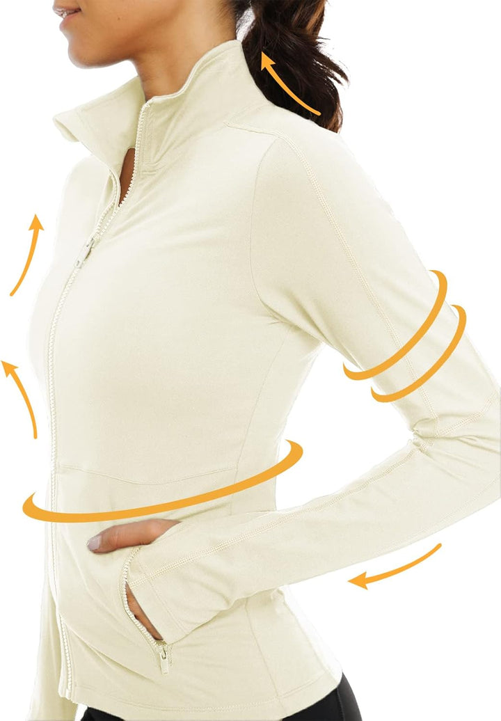 VUTRU Damen Laufjacke Hoher Kragen Leicht Sportjacke Langarm Yoga Shirt Fitness Jacke Atmungsaktive