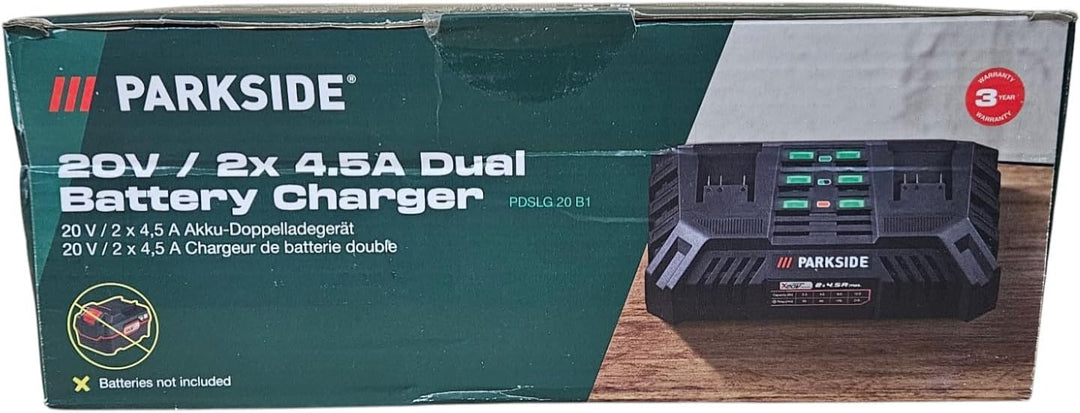 Parkside 20 V Akku-Doppelladegerät PDSLG 20 B1, 2 x 4,5 A