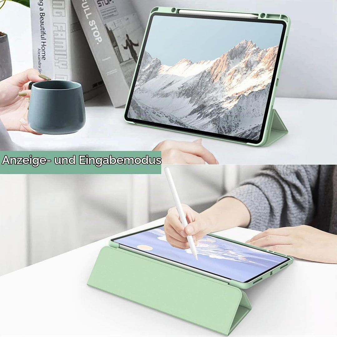 JETech Hülle für iPad Pro 12,9" 6/5/4/3 (2022/2021/2020/2018), Matcha Grün | Transparente Rückseite,