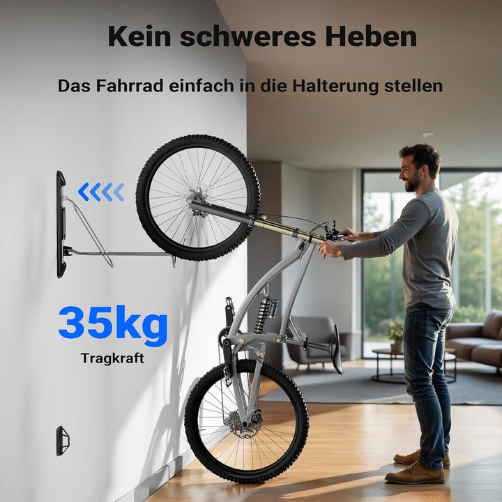 Wiltec Fahrrad Wandhalterung 11,8 x 63,8 x 58,3 cm bis 35 kg, Universal Fahrradhalterung höhenverste