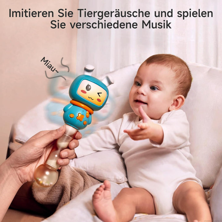 TUMAMA Rassel Baby Mit Musik Und 7 Lichter，Babyrassel Sensorik Spielzeug, Musikspielzeug Mit Geräusc