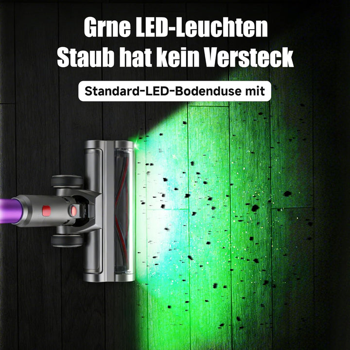 Hearten Akku Staubsauger,70000Pa/550W/70Min, Super Leise Staubsauger mit LED Display, V-Anti-Tangle-