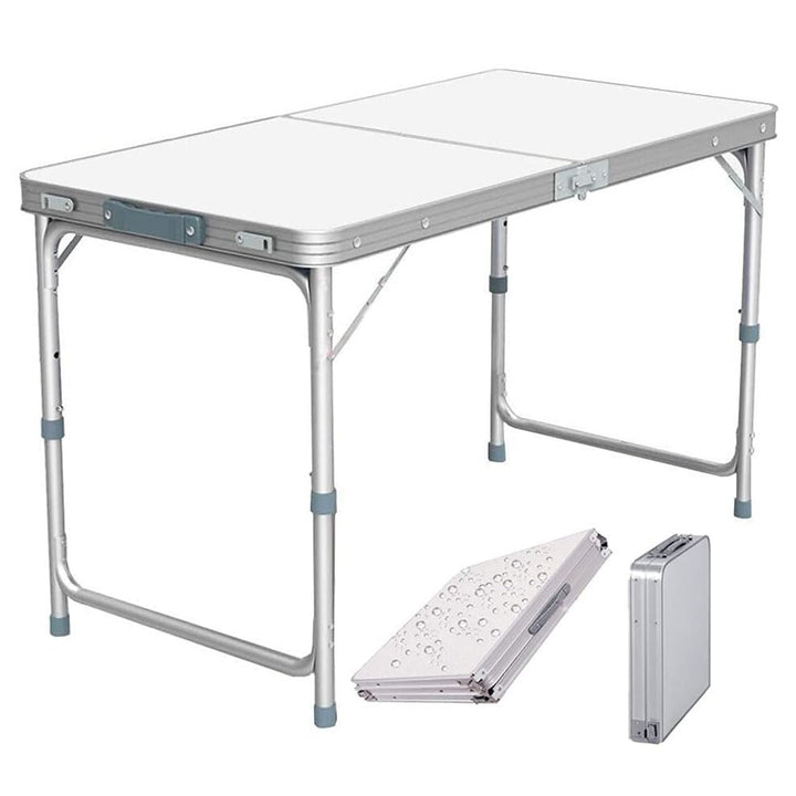 Tragbarer Aluminium-Klapptisch, 120 cm, für Party, Garten, Grillen, Camping, 3 verstellbare Höhe, Le